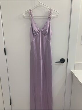 Hello Molly parties in spring satin maxi dress in lilac